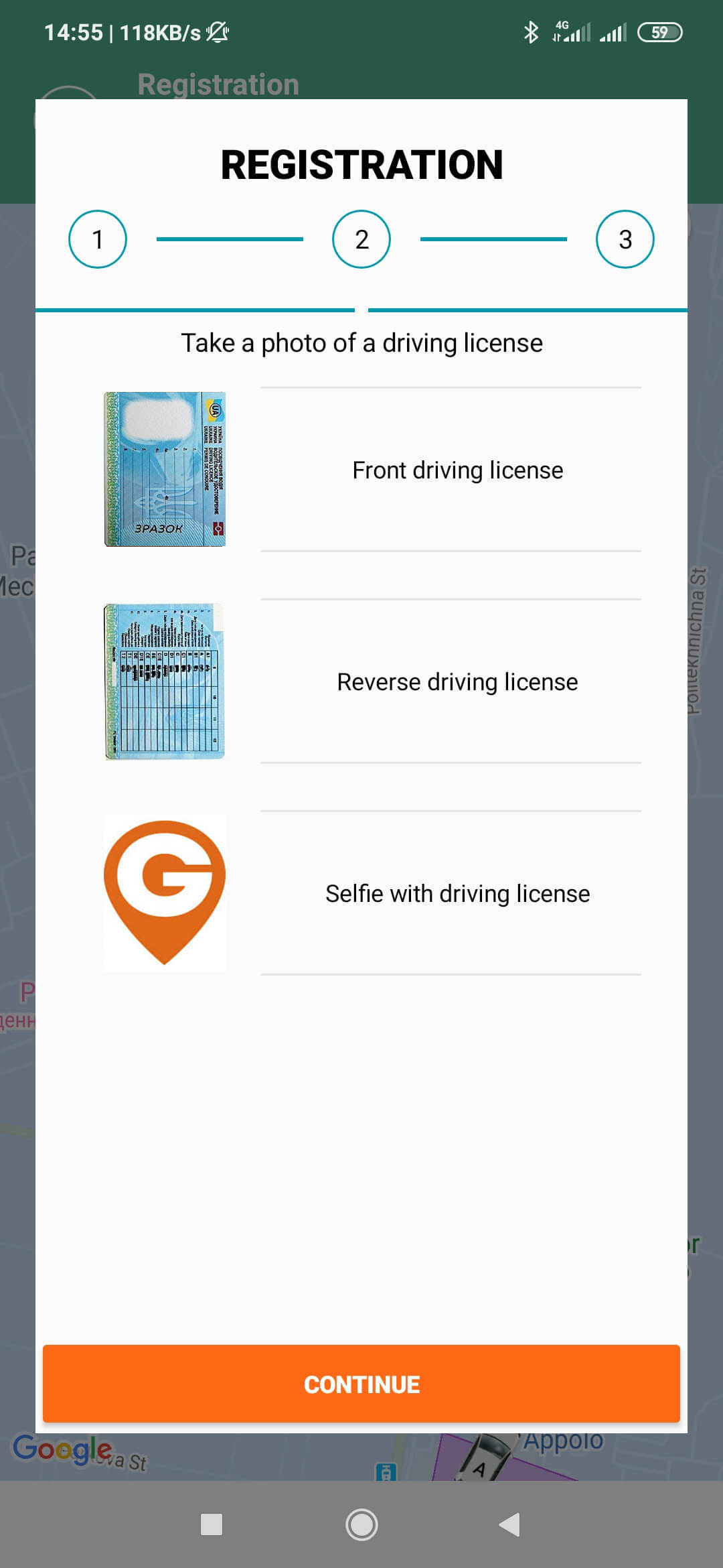 Adding photos of a driver’s license in the Getmancar app