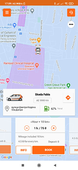 Hourly rate in Getmancar app 